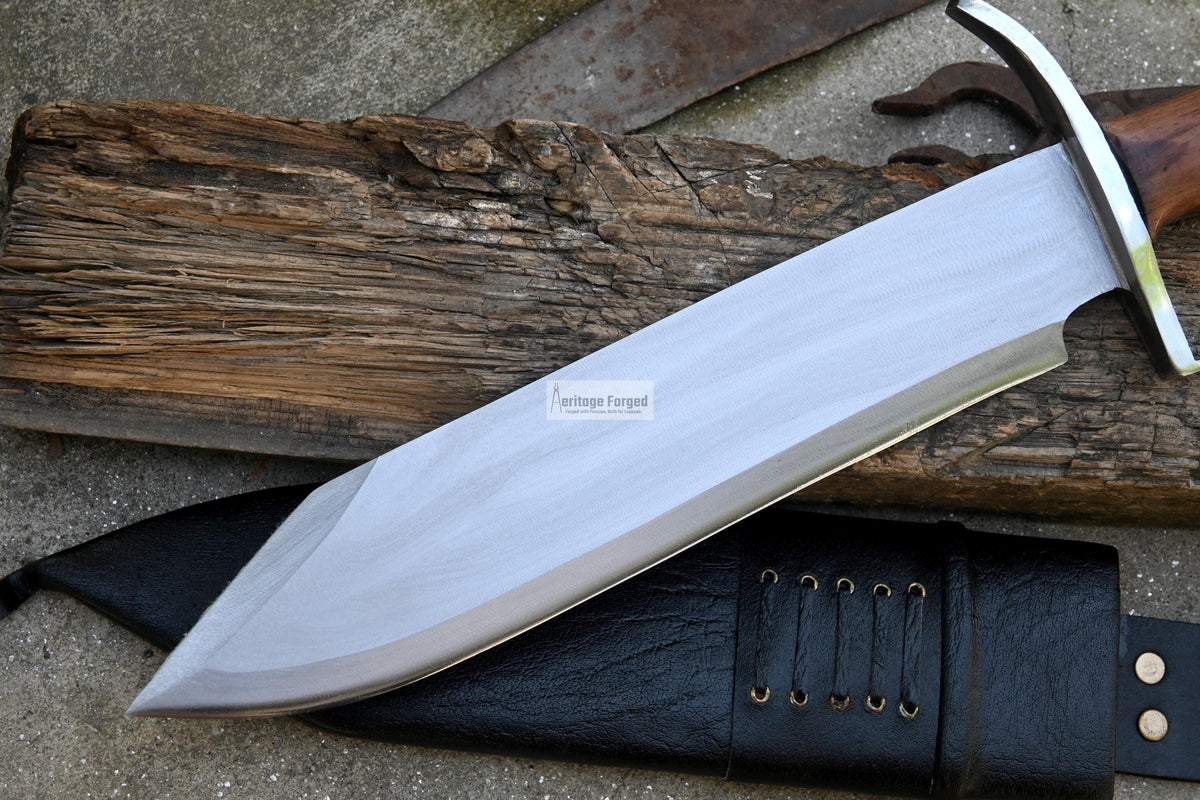 BOWIE KNIFE / 12 inches long Blade / Hand forged Bowie knife / Made from Leaf spring of truck / Tempered / Sharpen/ Ready to use