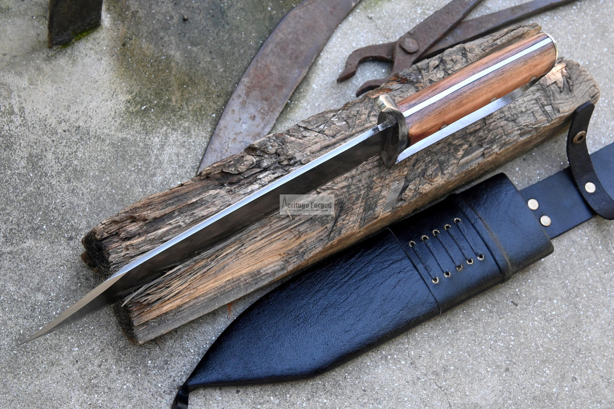 BOWIE KNIFE / 12 inches long Blade / Hand forged Bowie knife / Made from Leaf spring of truck / Tempered / Sharpen/ Ready to use