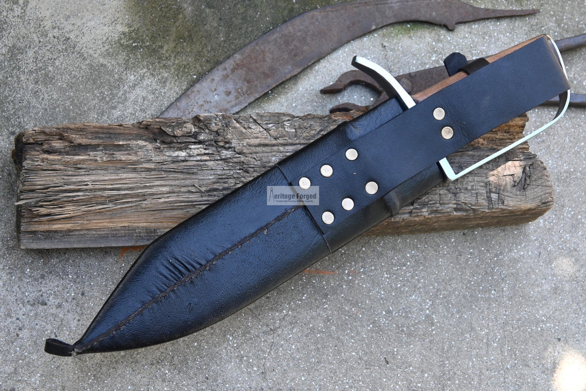 BOWIE KNIFE / 12 inches long Blade / Hand forged Bowie knife / Made from Leaf spring of truck / Tempered / Sharpen/ Ready to use