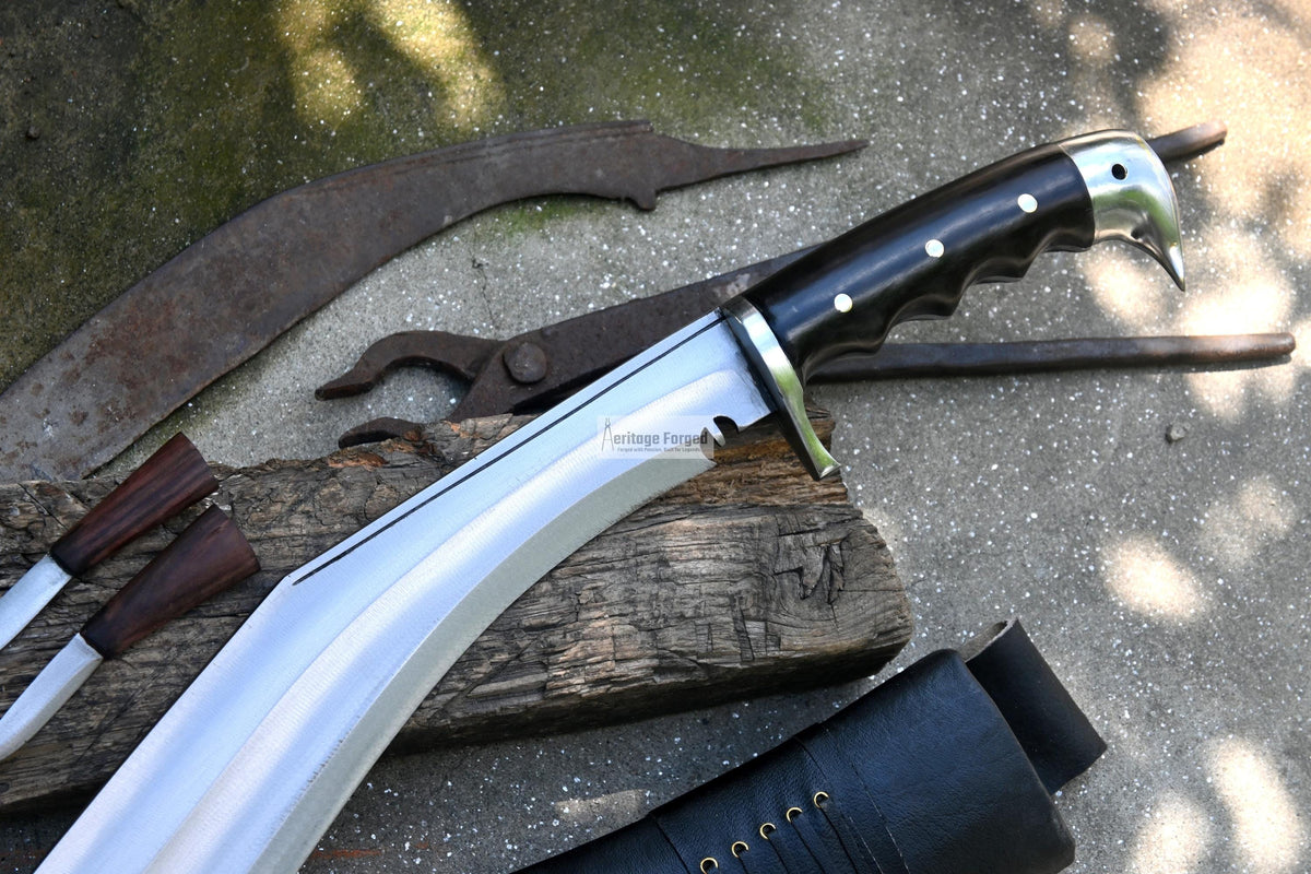 LARGE KHUKURI / Large kukri Machete/ 16 inches Long Blade Heavy machete/ Full tang/ Leaf spring of truck/ Tempered/Sharpen/Working