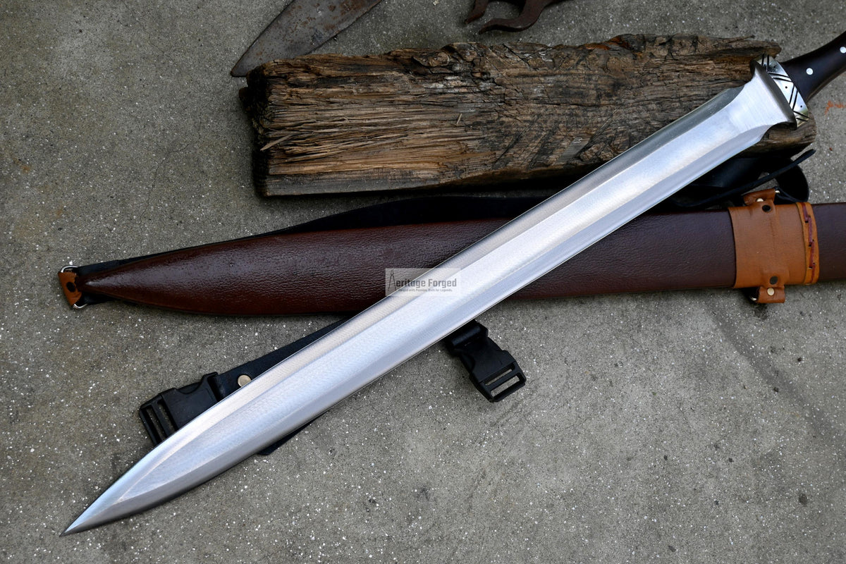 NORSEMAN VIKING SWORD/24 inches Long Blade hand forged Sword/Leaf spring of truck/Rosewood Handle/Sharpen/Tempered/Ready to use/knife/knives