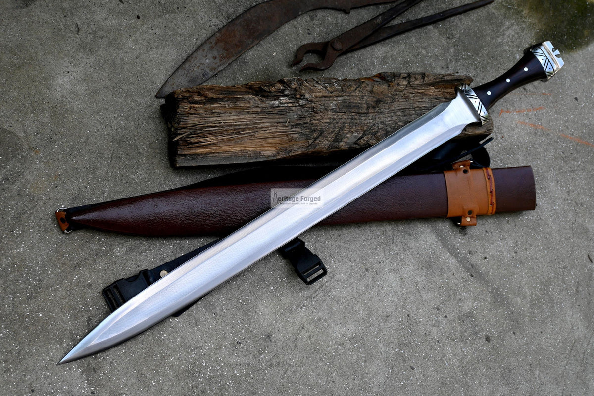 NORSEMAN VIKING SWORD/24 inches Long Blade hand forged Sword/Leaf spring of truck/Rosewood Handle/Sharpen/Tempered/Ready to use/knife/knives