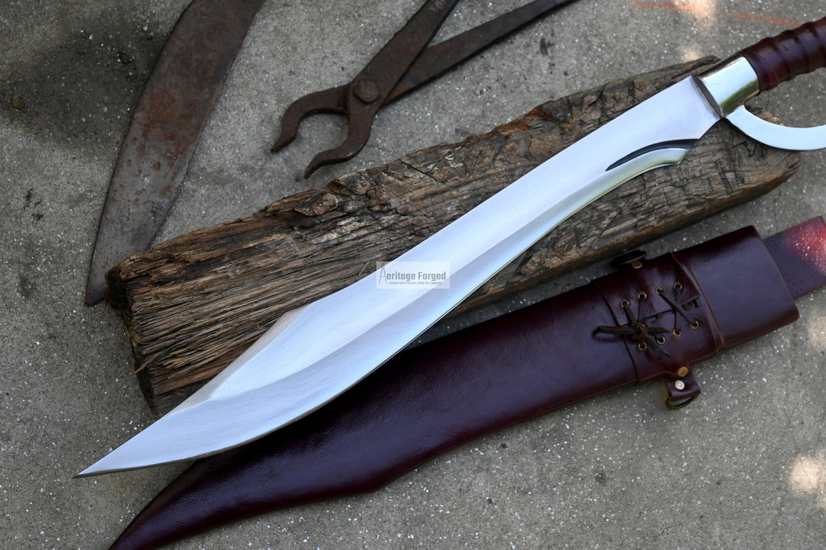 SCIMITAR SWORD/18 inches Long Blade hand forged Sword/Leaf spring of truck/Rosewood Handle/Sharpen/Tempered/Ready to use/knife/knives