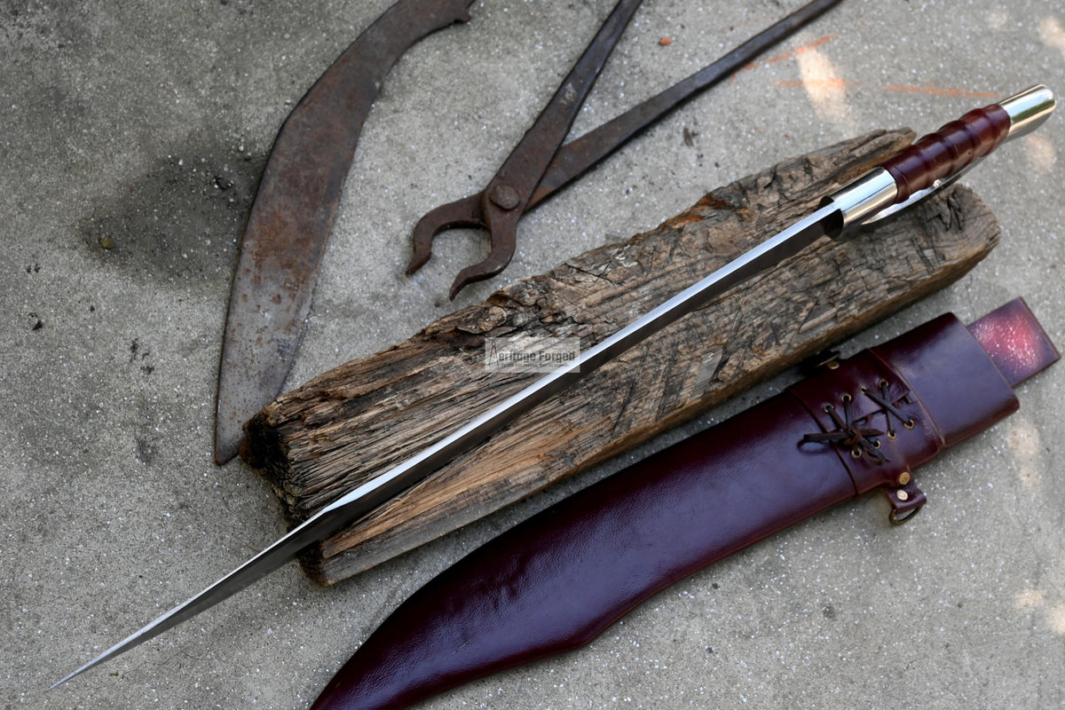 SCIMITAR SWORD/18 inches Long Blade hand forged Sword/Leaf spring of truck/Rosewood Handle/Sharpen/Tempered/Ready to use/knife/knives