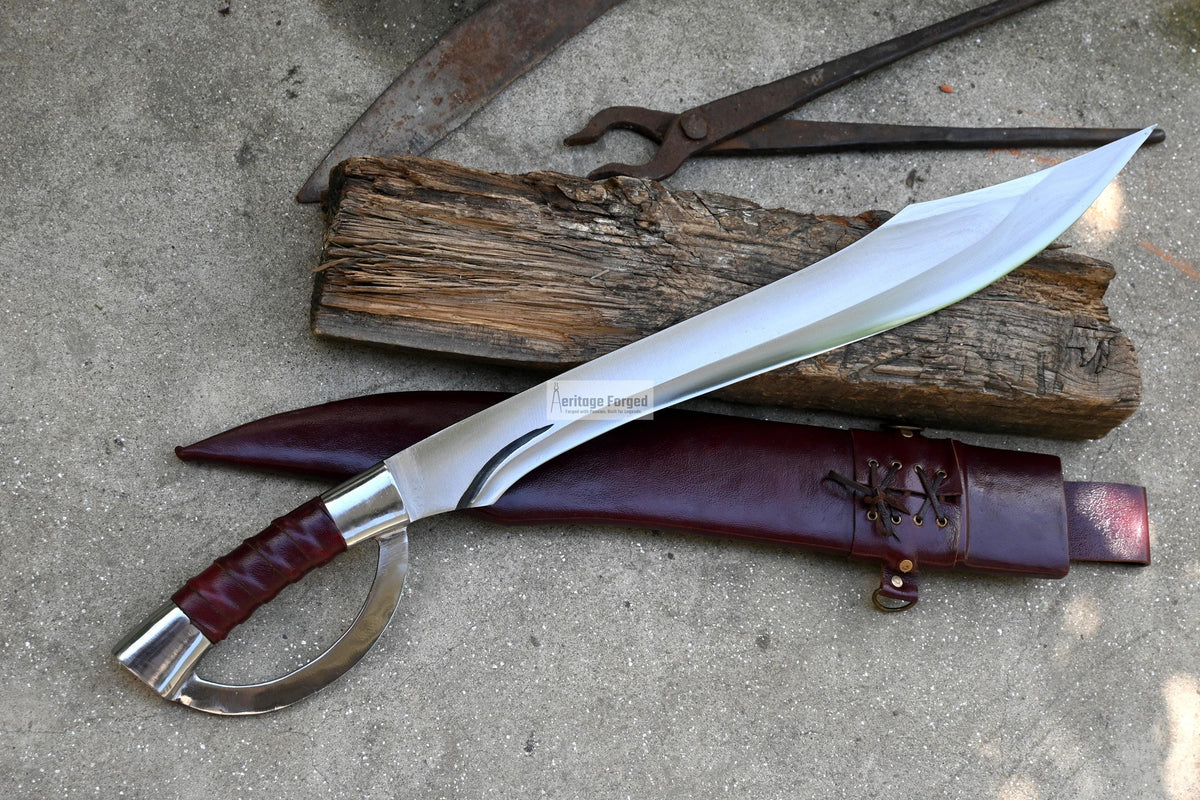 SCIMITAR SWORD/18 inches Long Blade hand forged Sword/Leaf spring of truck/Rosewood Handle/Sharpen/Tempered/Ready to use/knife/knives