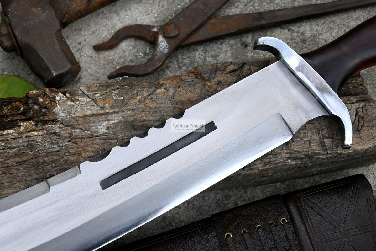 RAMBO MACHETE / Large Jungle Machete/ 15 inches Long Blade Heavy duties machete/ Full tang/ Leaf spring of truck/ Tempered/Sharpen/Working