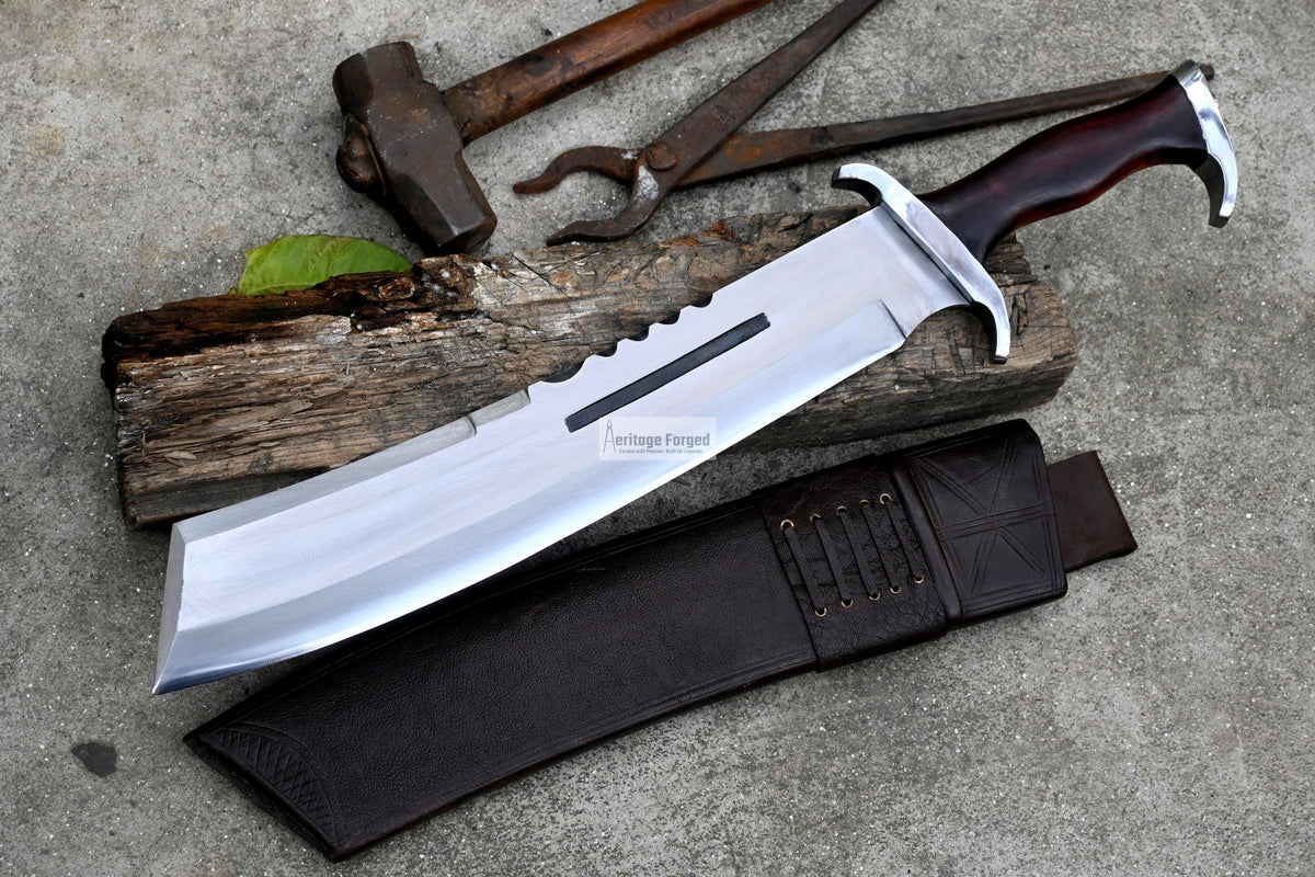 RAMBO MACHETE / Large Jungle Machete/ 15 inches Long Blade Heavy duties machete/ Full tang/ Leaf spring of truck/ Tempered/Sharpen/Working