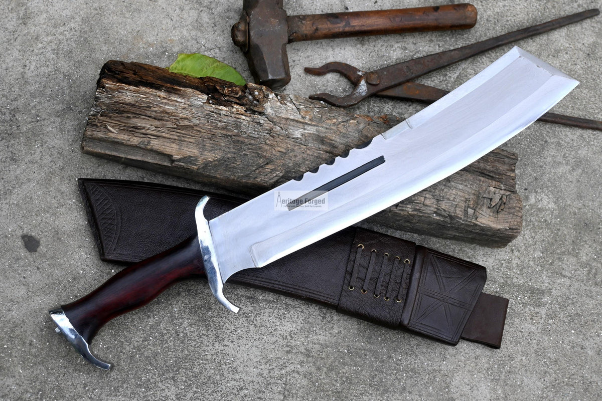 RAMBO MACHETE / Large Jungle Machete/ 15 inches Long Blade Heavy duties machete/ Full tang/ Leaf spring of truck/ Tempered/Sharpen/Working