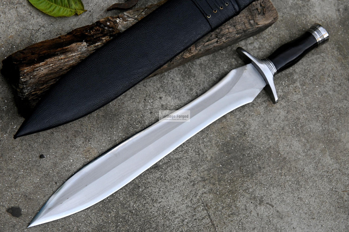 XIPHOS SWORD  / 18 inches Long Blade hand forged Sword/Leaf spring of truck/Horn Handle/Sharpen/Tempered/Ready to use/knife/knives