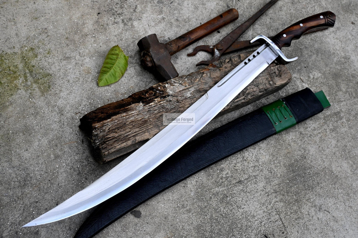 SCIMITAR SWORD/24 inches Long Blade hand forged Sword/Leaf spring of truck/Rosewood Handle/Sharpen/Tempered/Ready to use/knife/knives