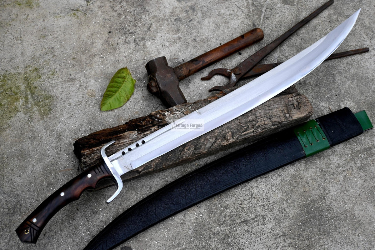 SCIMITAR SWORD/24 inches Long Blade hand forged Sword/Leaf spring of truck/Rosewood Handle/Sharpen/Tempered/Ready to use/knife/knives