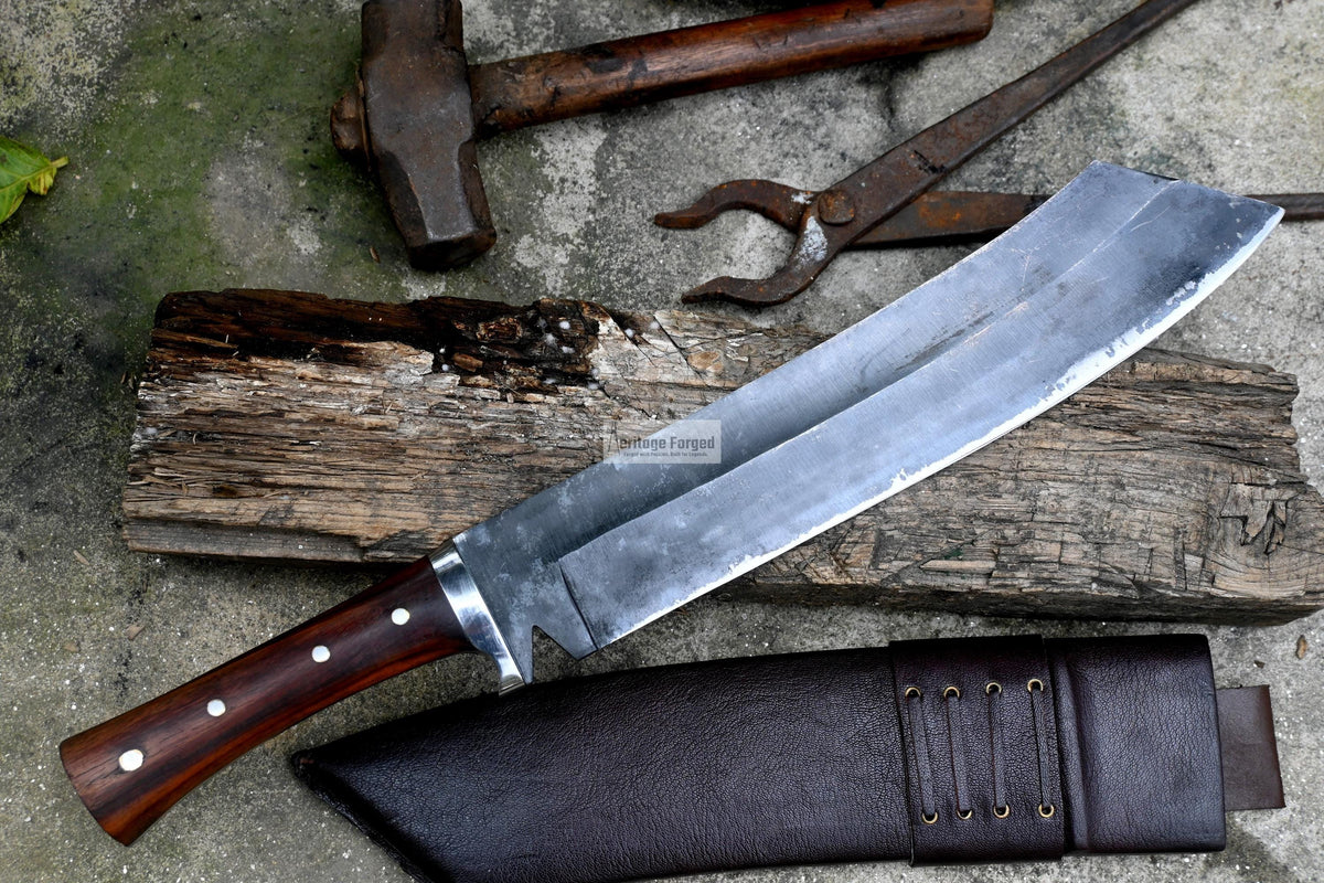 RAMBO IV KNIFE/ Rambo 4 knife/ Cleaver /13 inches long Blade hand forged knife/Made from leaf spring/ Tempered/ Sharpen/Ready to use