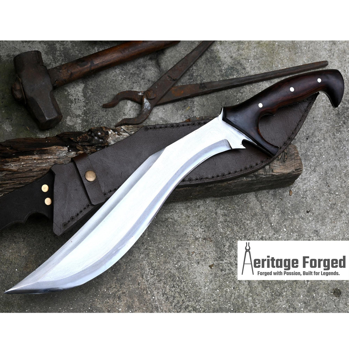 KUKRI MACHETE / Large Jungle Machete/ 16 inches Long Blade Heavy duties machete/ Full tang/ Leaf spring of truck/ Tempered/Sharpen/Working