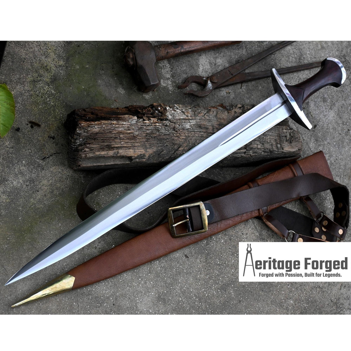 GERMAN DEGEN SWORD/24 inches Long Blade hand forged Sword/Leaf spring of truck/Rosewood Handle/ Medieval/Tempered/Ready to use/knife/knives