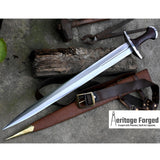 GERMAN DEGEN SWORD/24 inches Long Blade hand forged Sword/Leaf spring of truck/Rosewood Handle/ Medieval/Tempered/Ready to use/knife/knives