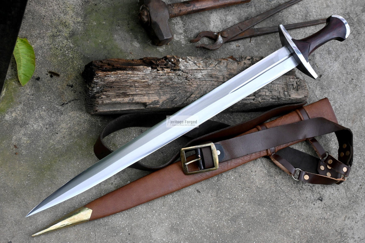 GERMAN DEGEN SWORD/24 inches Long Blade hand forged Sword/Leaf spring of truck/Rosewood Handle/ Medieval/Tempered/Ready to use/knife/knives