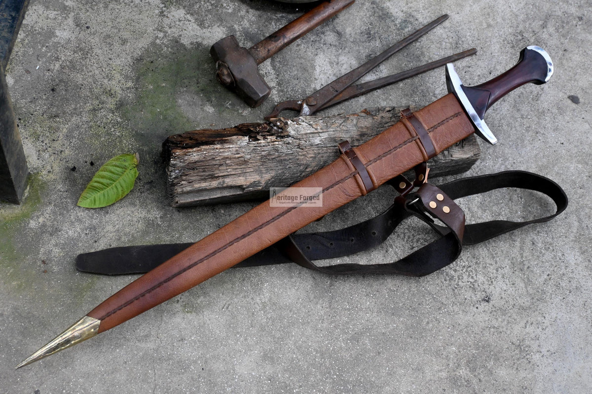 GERMAN DEGEN SWORD/24 inches Long Blade hand forged Sword/Leaf spring of truck/Rosewood Handle/ Medieval/Tempered/Ready to use/knife/knives