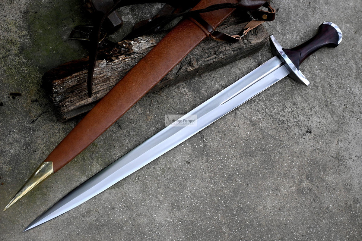 GERMAN DEGEN SWORD/24 inches Long Blade hand forged Sword/Leaf spring of truck/Rosewood Handle/ Medieval/Tempered/Ready to use/knife/knives