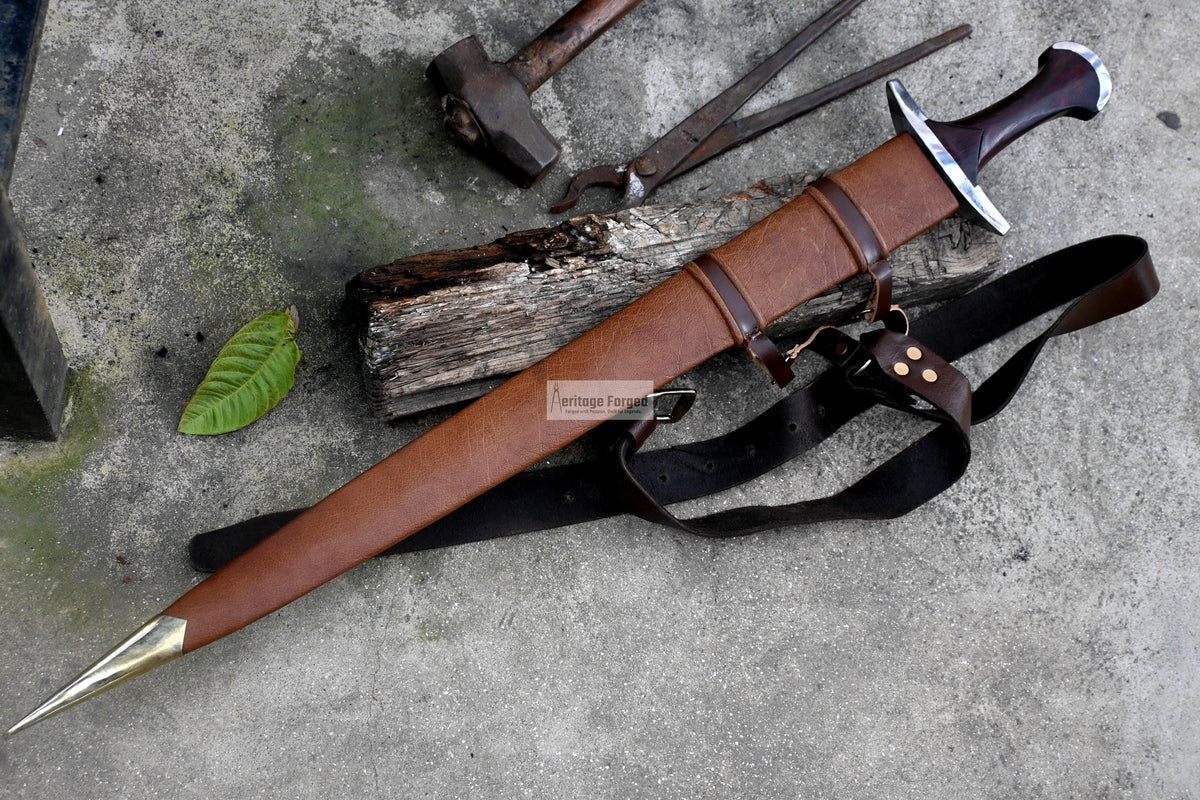 GERMAN DEGEN SWORD/24 inches Long Blade hand forged Sword/Leaf spring of truck/Rosewood Handle/ Medieval/Tempered/Ready to use/knife/knives