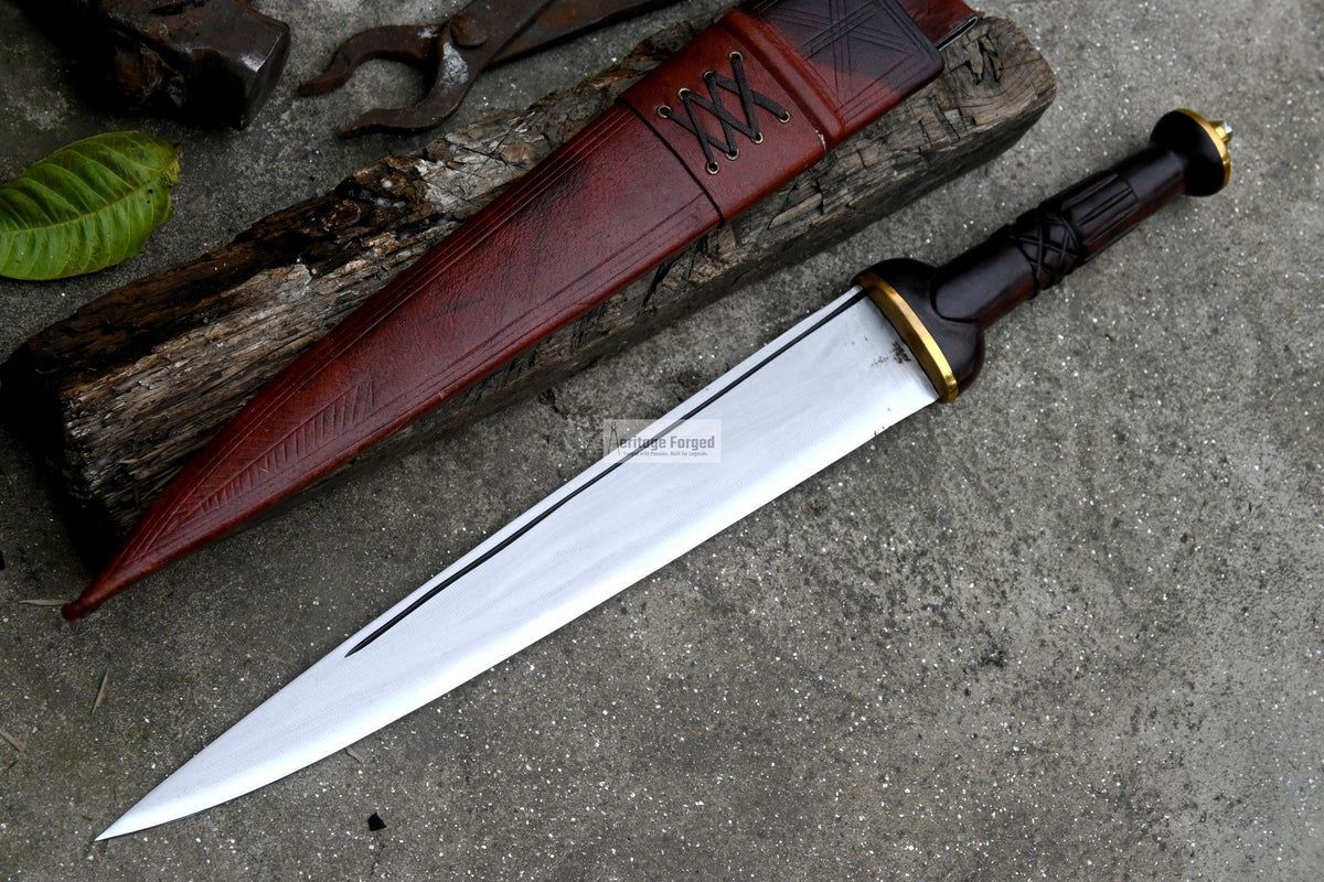 SCOTTISH DIRK/16 inches Long Blade Hand forged dirk knife /Leaf spring of truck/Rosewood Handle/Sharpen/Tempered/Ready to use/knife/knives