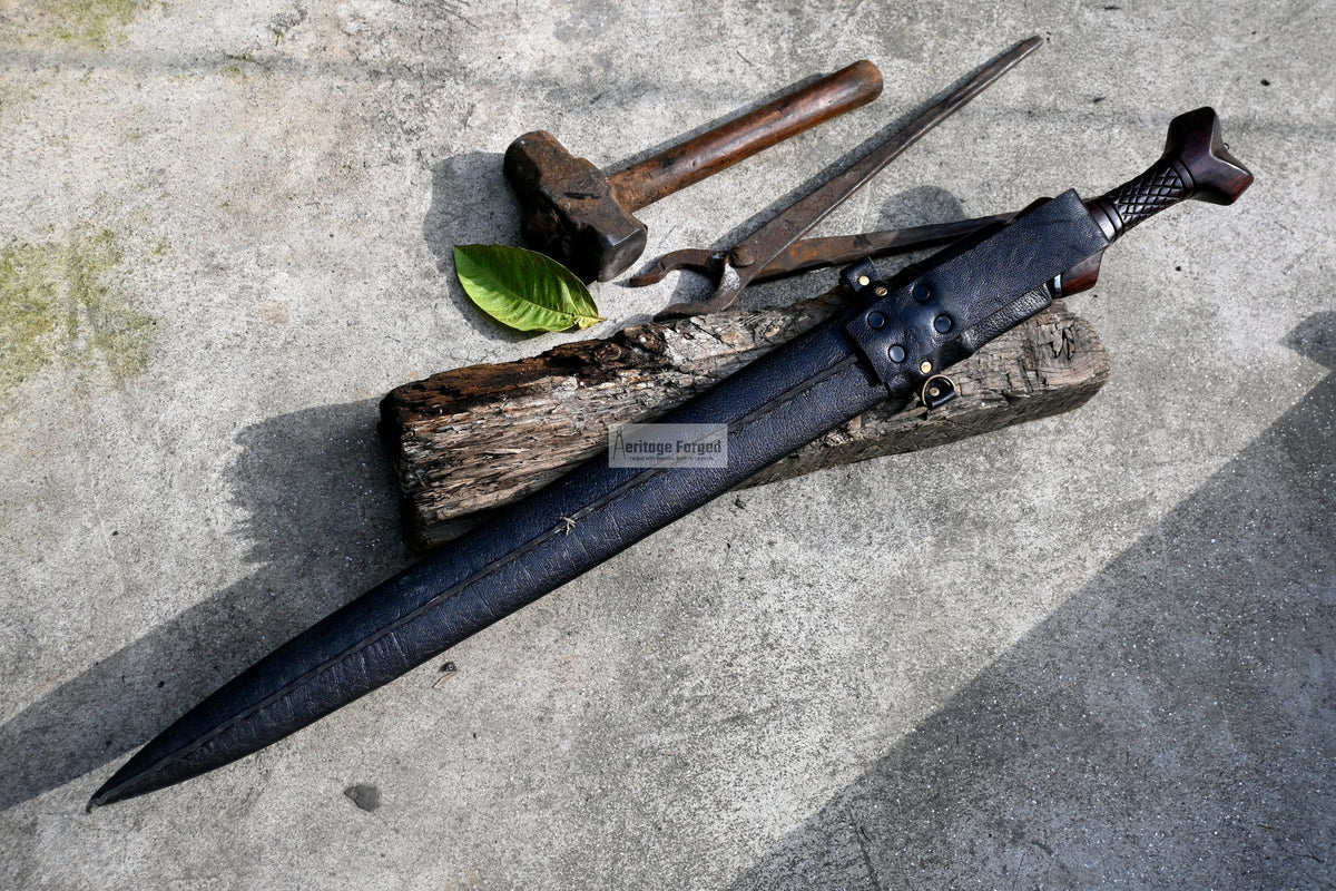 CELTIC TENE SWORD/24 inches Long Blade hand forged Sword/Leaf spring of truck/Rosewood Handle/Sharpen/Tempered/Ready to use/knife/knives