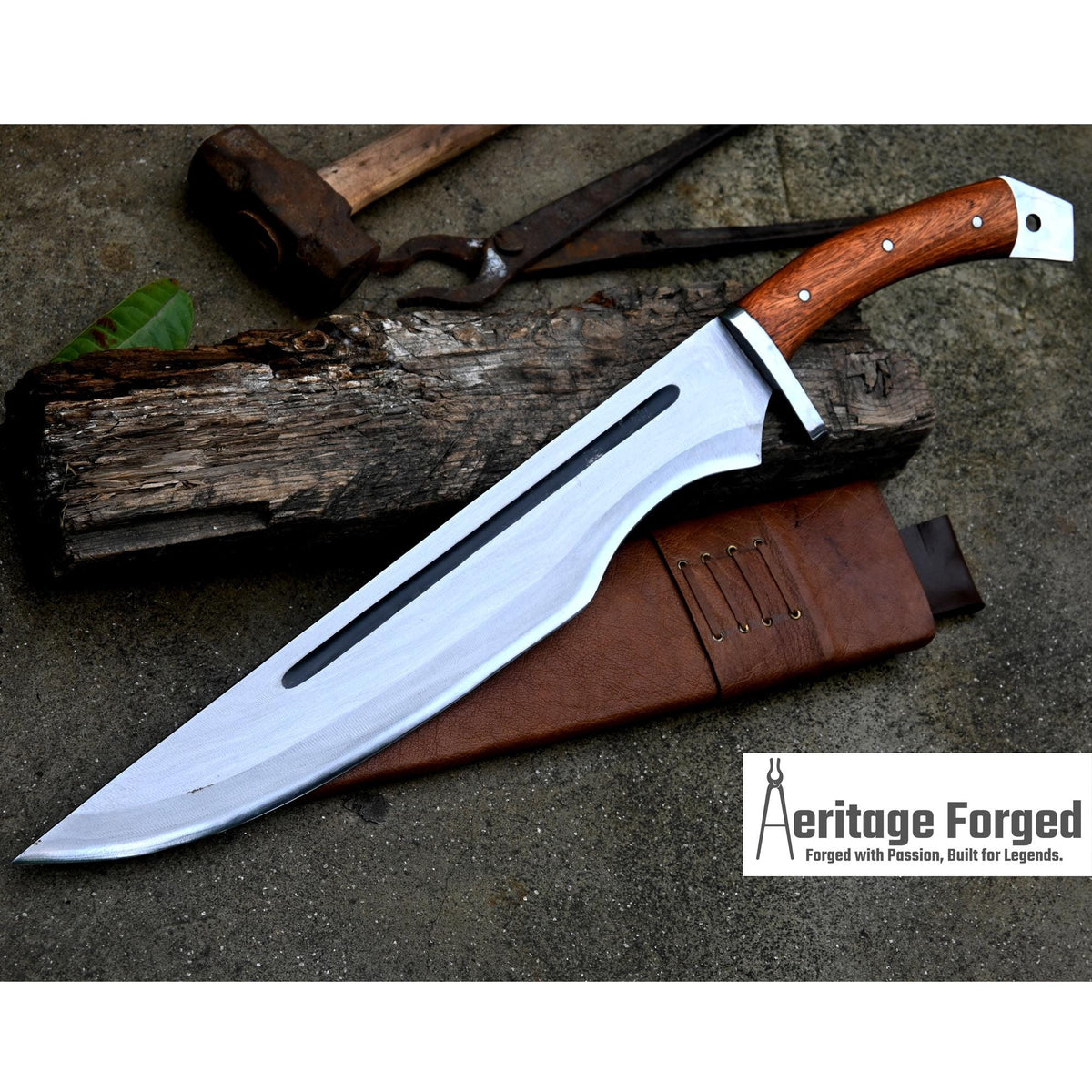 JUNGLE MACHETE / Large Jungle Machete/18 inches Long Blade Heavy duties machete/ Full tang/ Leaf spring of truck/ Tempered/Sharpen/Working