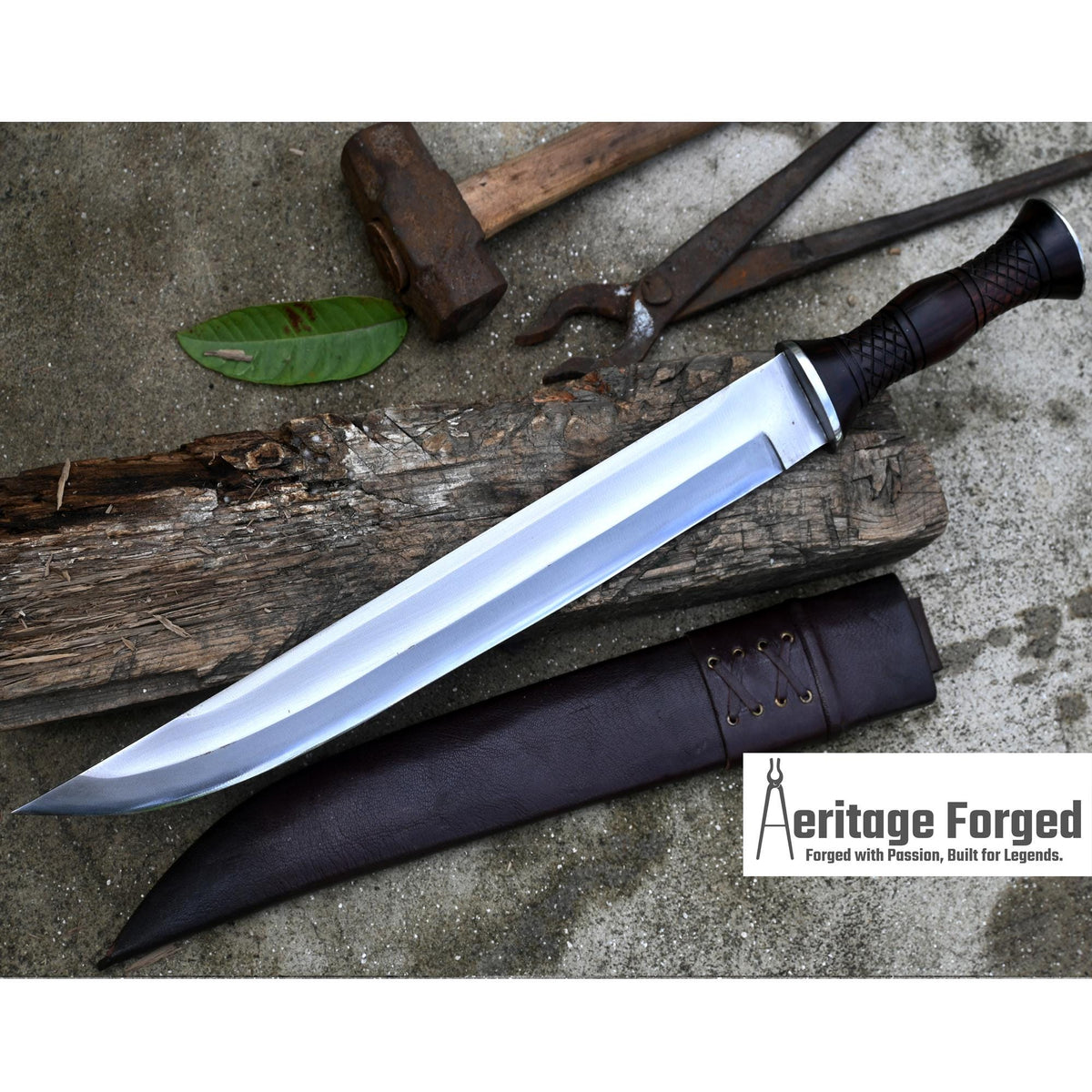 HUNTING KNIFE / 15 inches long Blade Hunting knife / Hand forged knife / Made from Leaf spring of truck / Tempered / Sharpen/ Ready to use