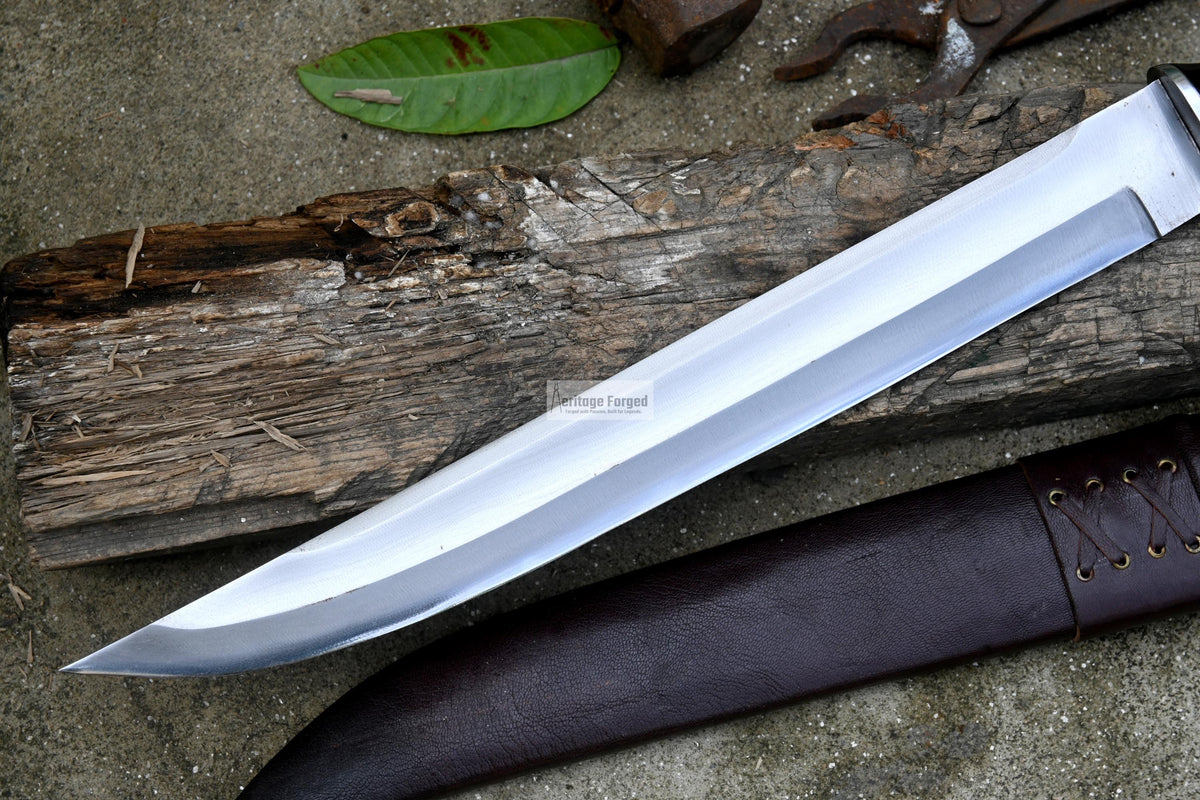 HUNTING KNIFE / 15 inches long Blade Hunting knife / Hand forged knife / Made from Leaf spring of truck / Tempered / Sharpen/ Ready to use