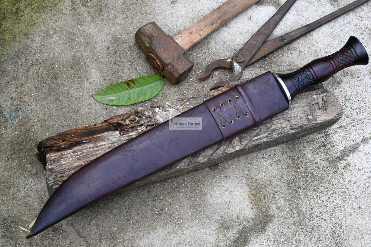 HUNTING KNIFE / 15 inches long Blade Hunting knife / Hand forged knife / Made from Leaf spring of truck / Tempered / Sharpen/ Ready to use