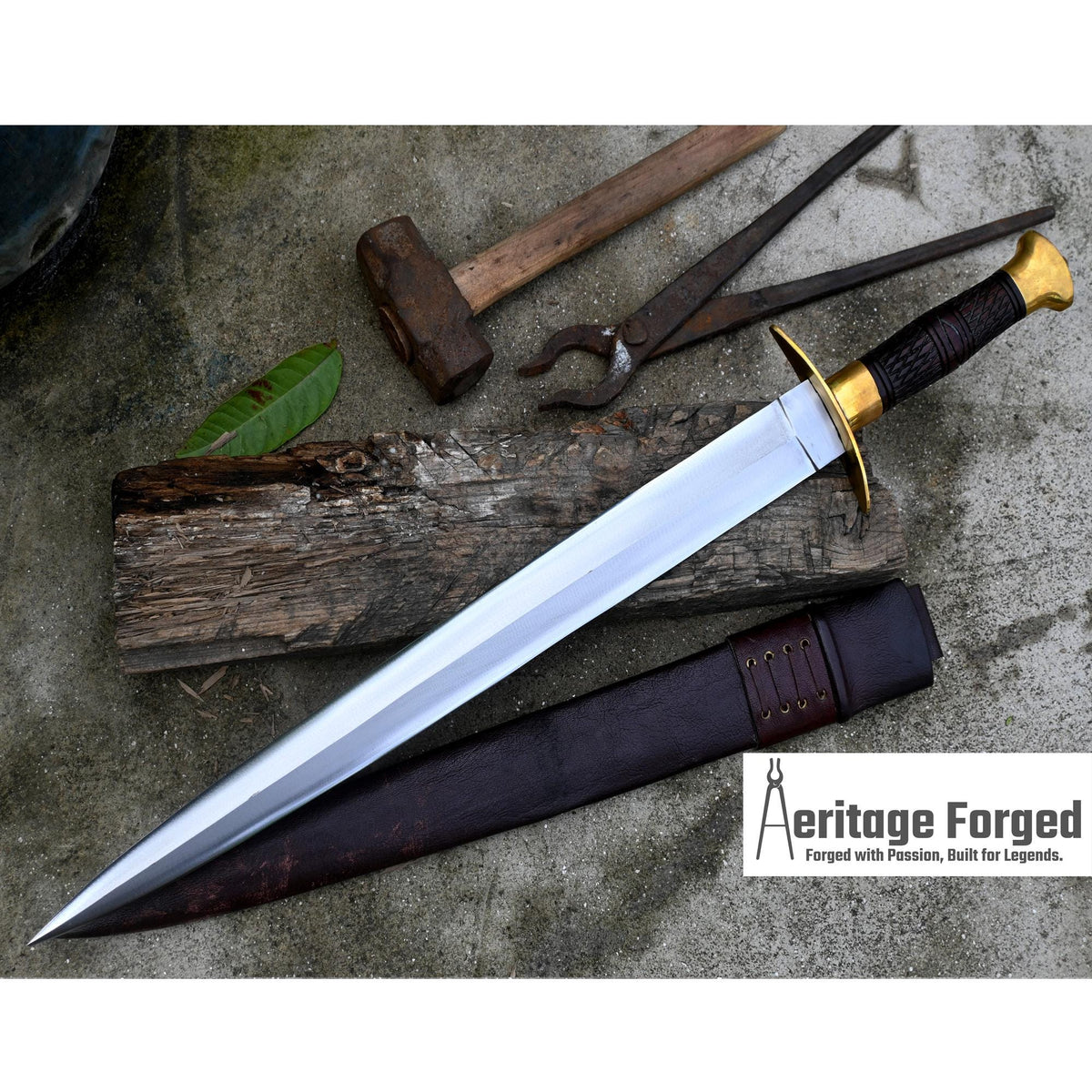 MINI VIKING SWORD/20 inches Long Blade hand forged Sword/Leaf spring of truck/Rosewood Handle/Sharpen/Tempered/Ready to use/knife/knives