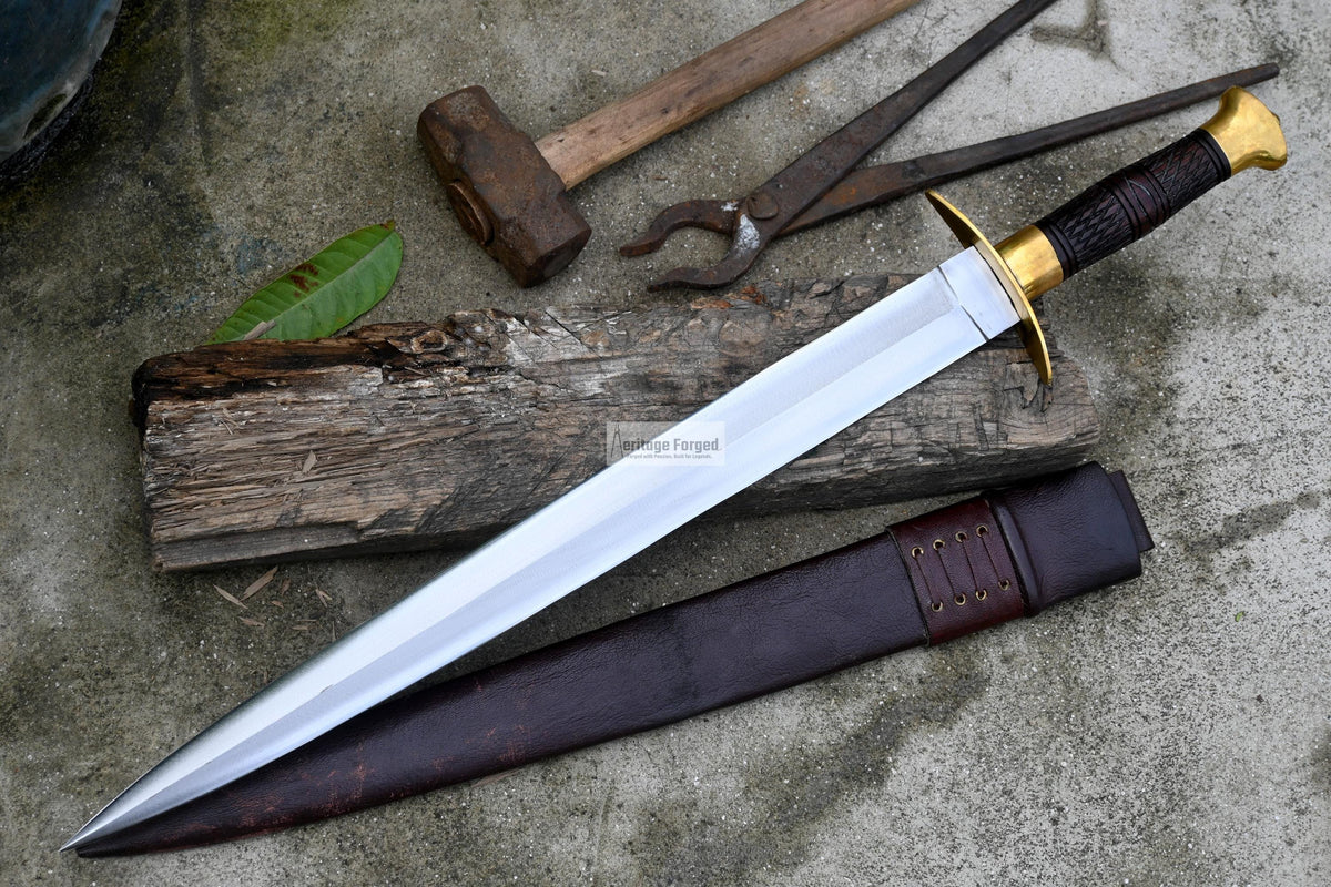 MINI VIKING SWORD/20 inches Long Blade hand forged Sword/Leaf spring of truck/Rosewood Handle/Sharpen/Tempered/Ready to use/knife/knives