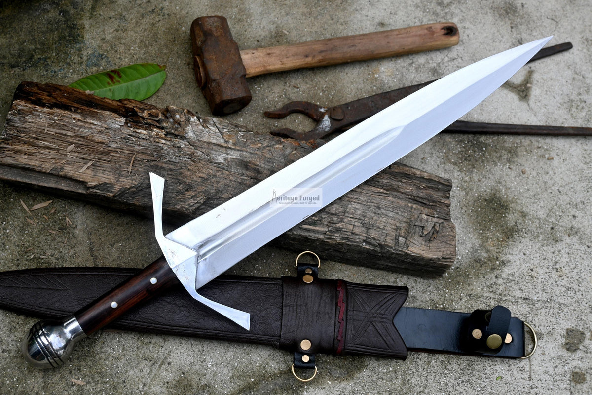 VIKING DAGGER/14 inches Long Blade hand forged Dagger/Leaf spring of truck/Rosewood Handle/Sharpen/Tempered/Ready to use/knife/knives
