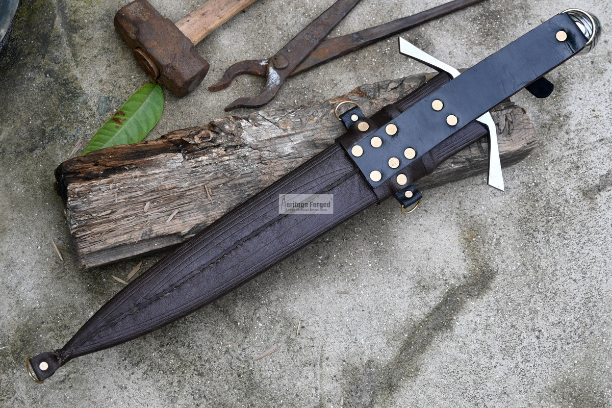 VIKING DAGGER/14 inches Long Blade hand forged Dagger/Leaf spring of truck/Rosewood Handle/Sharpen/Tempered/Ready to use/knife/knives