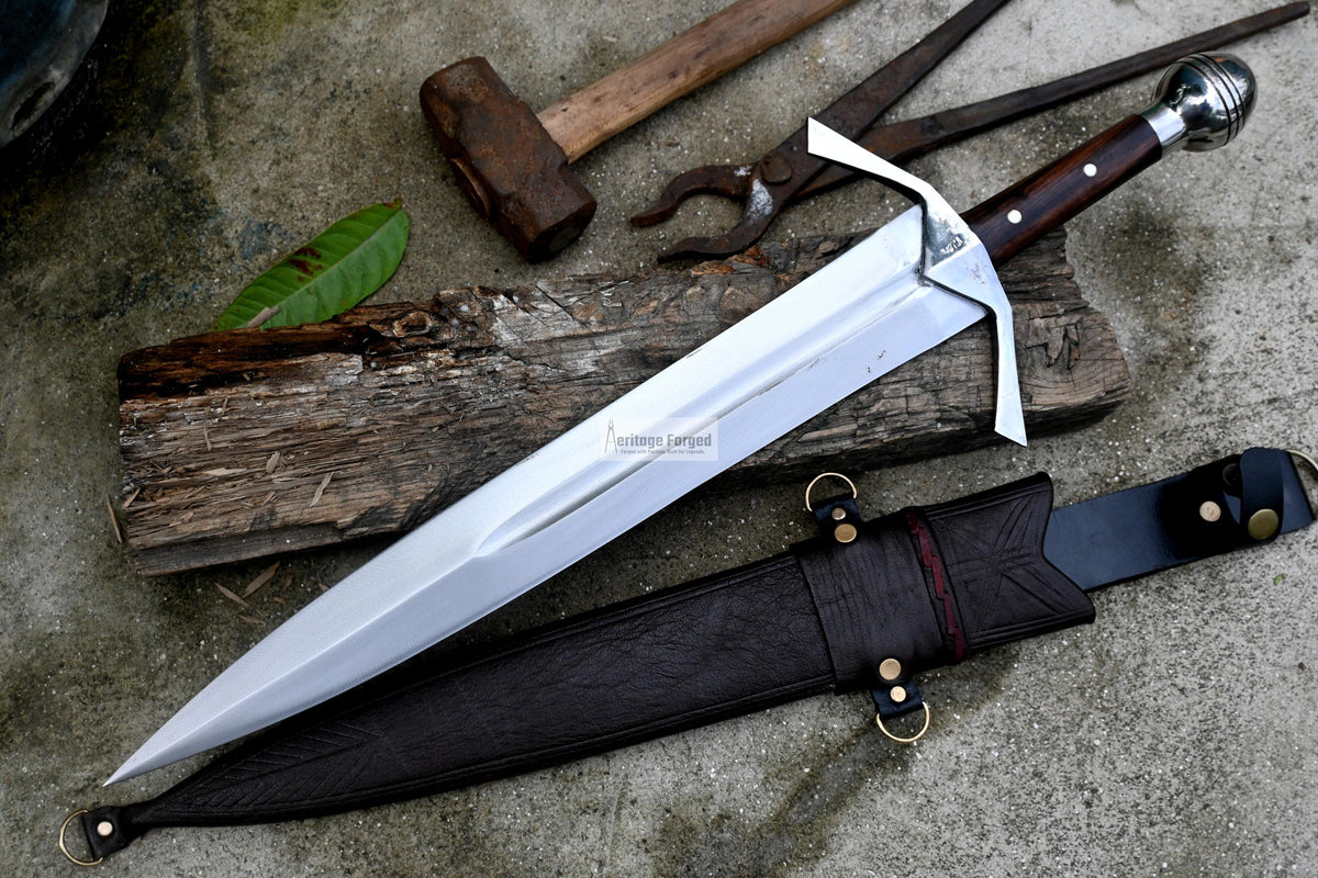 VIKING DAGGER/14 inches Long Blade hand forged Dagger/Leaf spring of truck/Rosewood Handle/Sharpen/Tempered/Ready to use/knife/knives