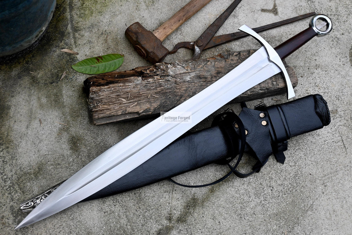 VIKING SWORD/24 inches Long Blade hand forged Sword/Leaf spring of truck/Rosewood Handle/Sharpen/Tempered/Ready to use/knife/knives