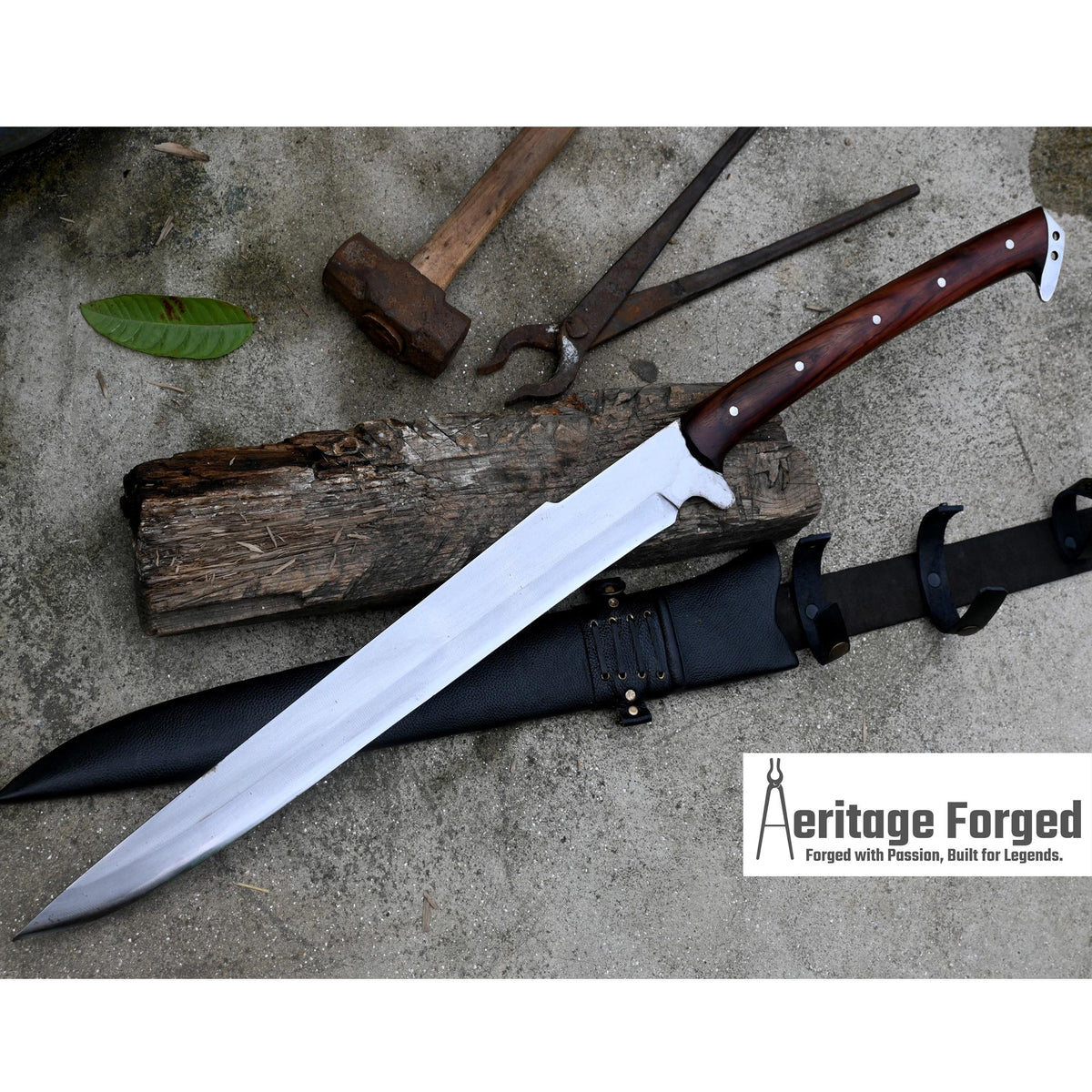 SPARTAN MACHETE / Large Jungle Machete/20 inches Long Blade Heavy duties machete/ Full tang/ Leaf spring of truck/ Tempered/Sharpen/Working