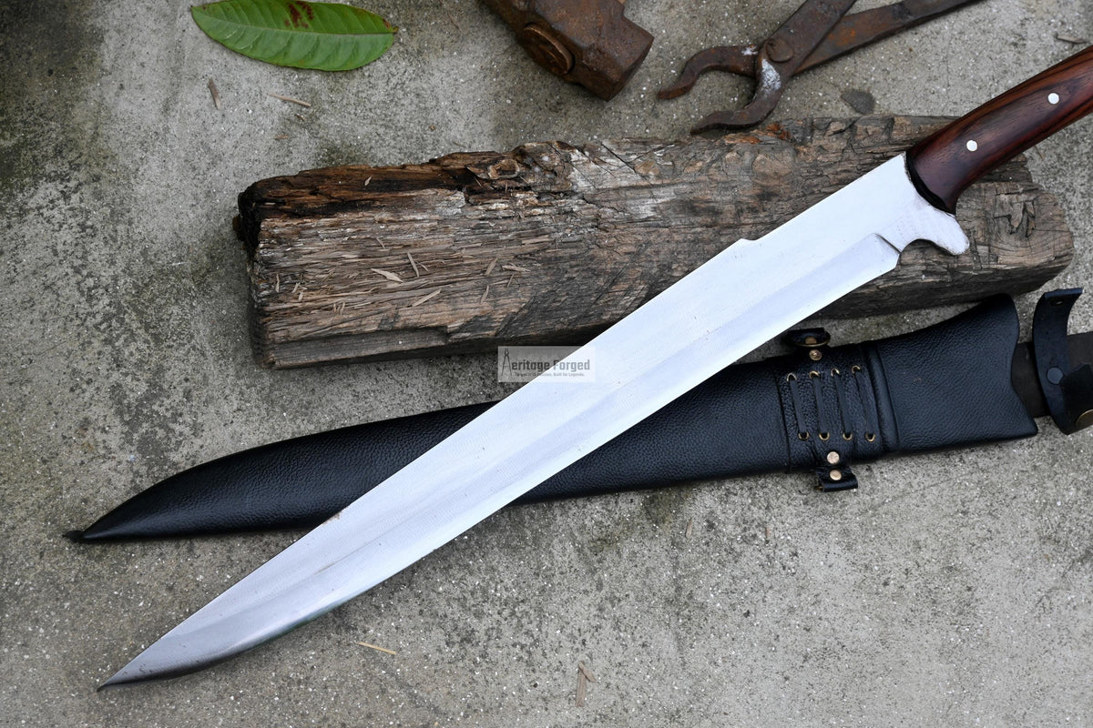 SPARTAN MACHETE / Large Jungle Machete/20 inches Long Blade Heavy duties machete/ Full tang/ Leaf spring of truck/ Tempered/Sharpen/Working