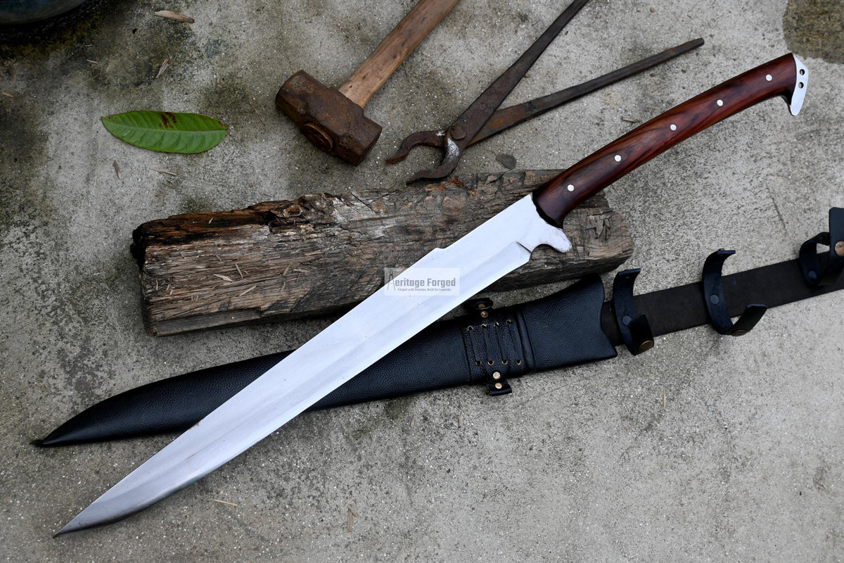 SPARTAN MACHETE / Large Jungle Machete/20 inches Long Blade Heavy duties machete/ Full tang/ Leaf spring of truck/ Tempered/Sharpen/Working