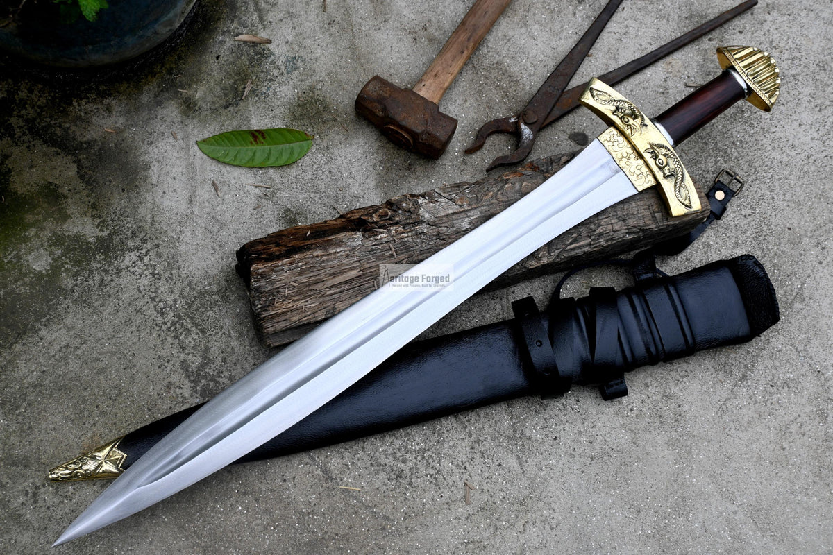 VIKING SWORD/25 inches Long Blade hand forged Sword/Leaf spring of truck/Rosewood Handle/Sharpen/Tempered/Ready to use/knife/knives