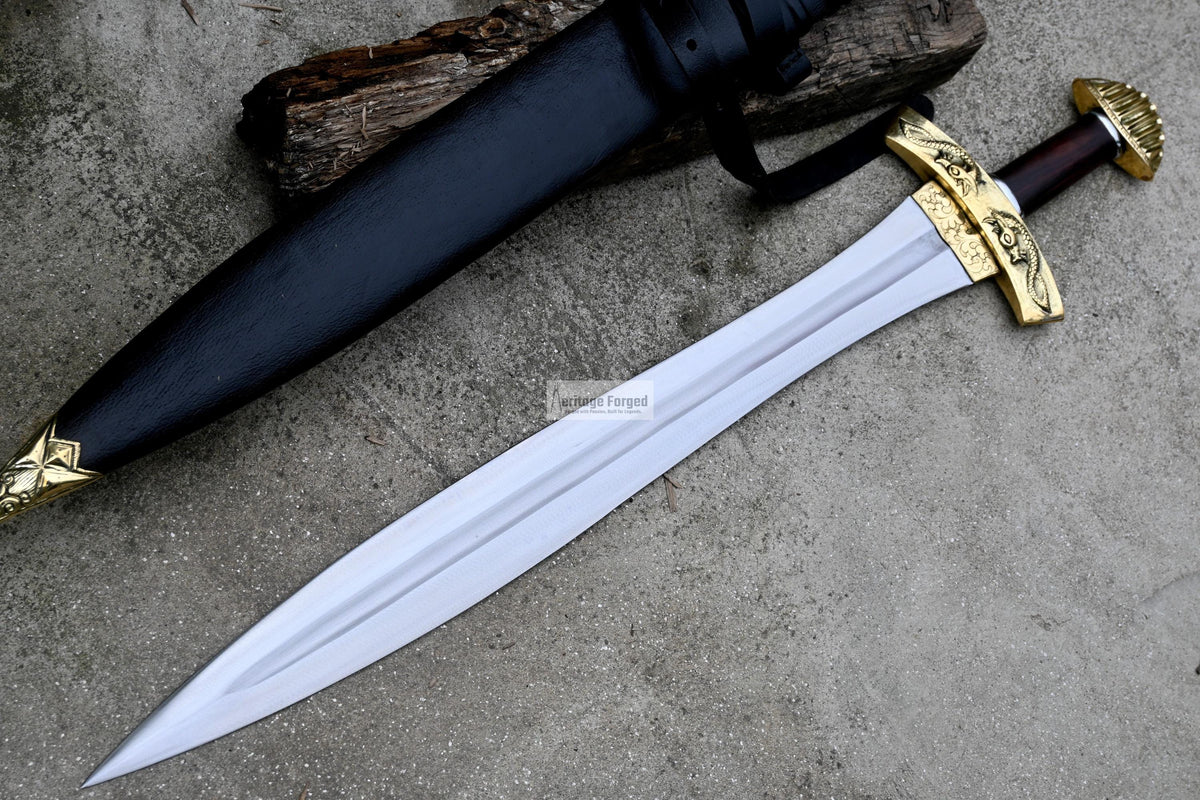 VIKING SWORD/25 inches Long Blade hand forged Sword/Leaf spring of truck/Rosewood Handle/Sharpen/Tempered/Ready to use/knife/knives