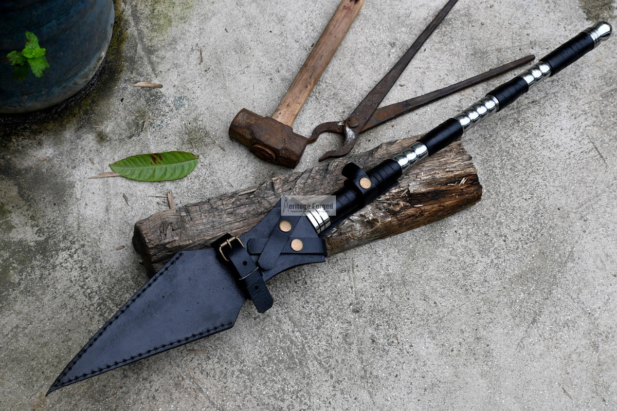ACHILLES SPEAR / hand forged spear /12 inches Long Blade spear/ Greek Achilles Spear/ Full tang/ Leaf spring of truck/ Tempered/Sharpen
