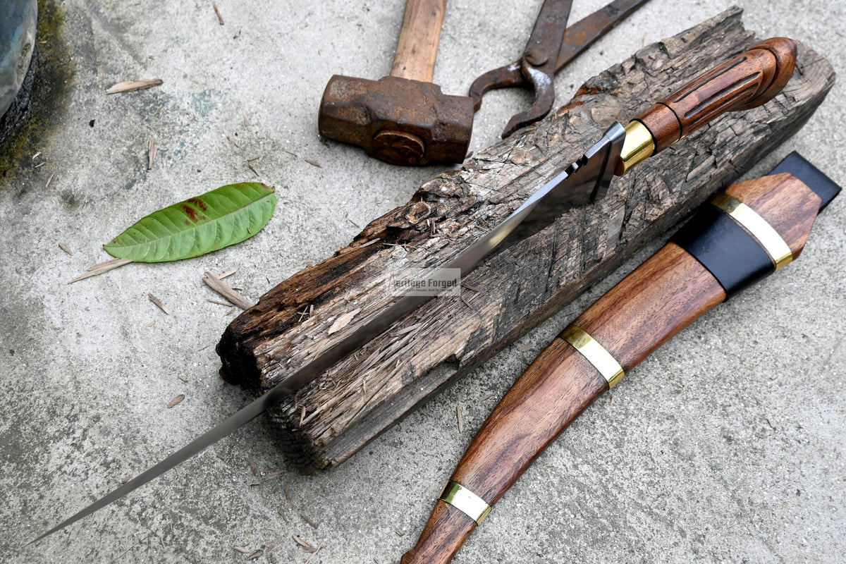 MORO DAGGER/14 inches Long Blade hand forged Filipino Dagger/Leaf spring of truck/Rosewood Handle/Sharpen/Tempered/Ready to use/knife/knives
