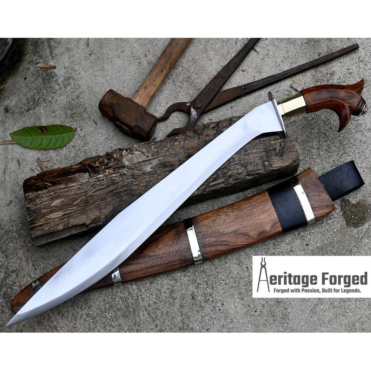 GARAB SWORD /20 inches long Blade Hand Forged Filipino Sword/ Machete/Handmade from Leaf spring of Truck-Balance water tempered/Sharp