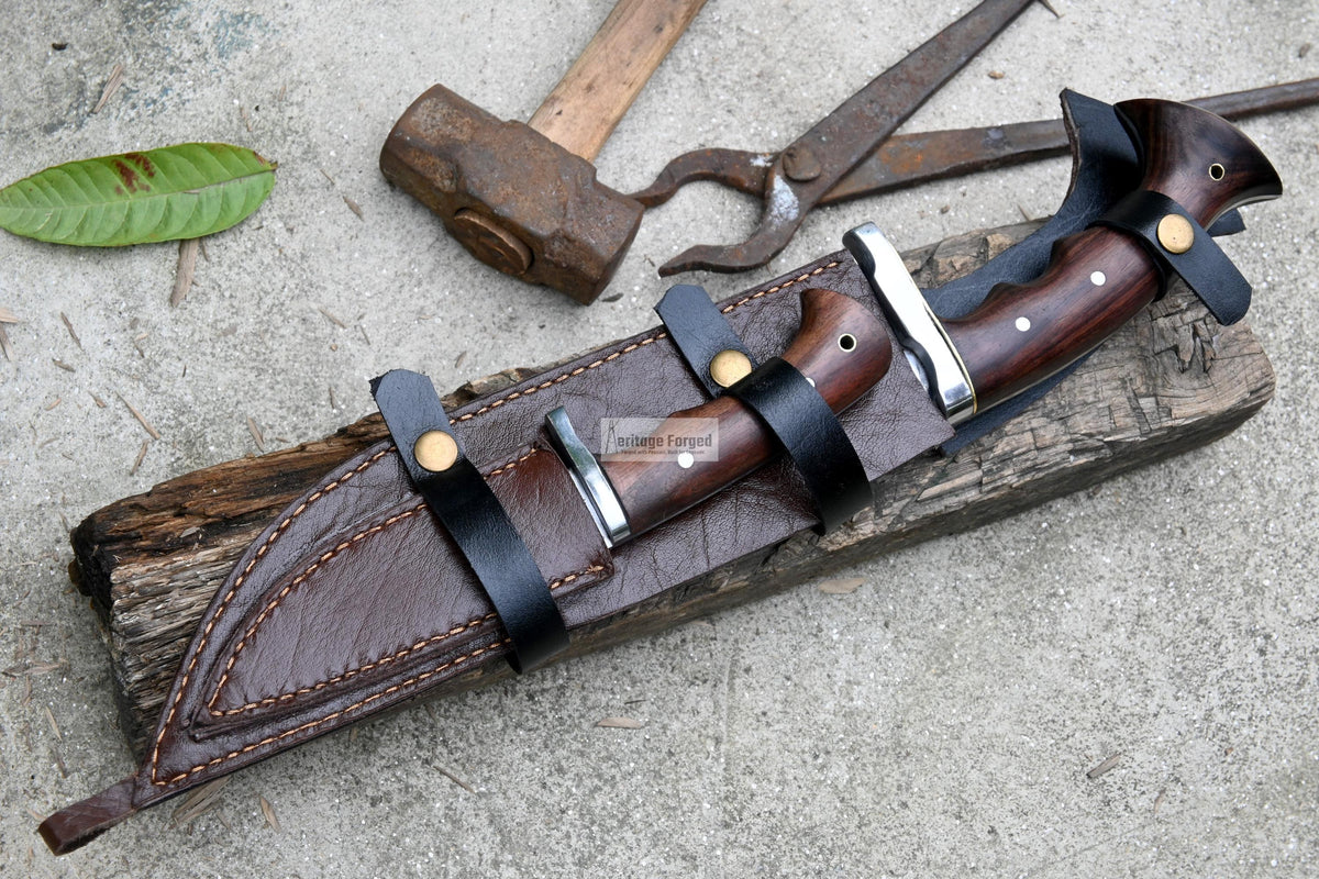 BOWIE KNIFE / 12 inches long Blade Hunting knife / Hand forged knife / Made from Leaf spring of truck / Tempered / Sharpen/ Ready to use