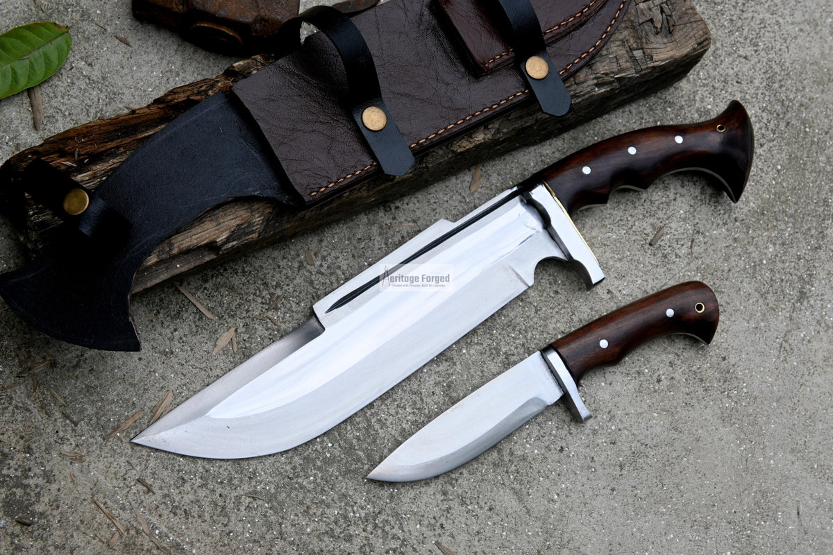 BOWIE KNIFE / 12 inches long Blade Hunting knife / Hand forged knife / Made from Leaf spring of truck / Tempered / Sharpen/ Ready to use