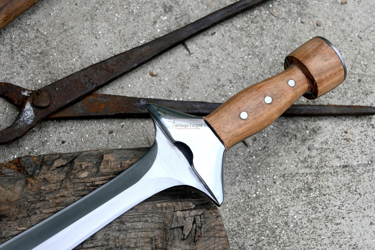 GREEK XIPHOS/ 21 inches Long Blade hand forged historical Sword/Leaf spring of truck/Wooden Handle/Custom forged sword