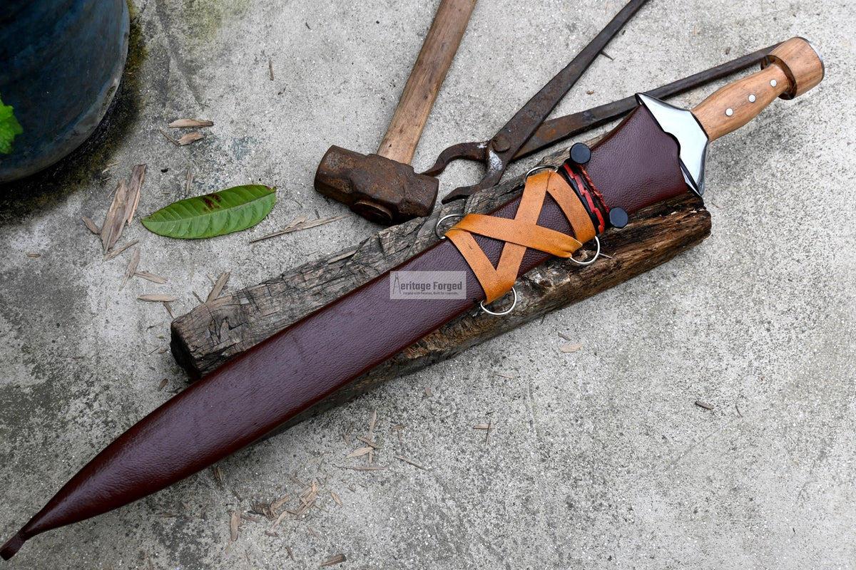 GREEK XIPHOS/ 21 inches Long Blade hand forged historical Sword/Leaf spring of truck/Wooden Handle/Custom forged sword