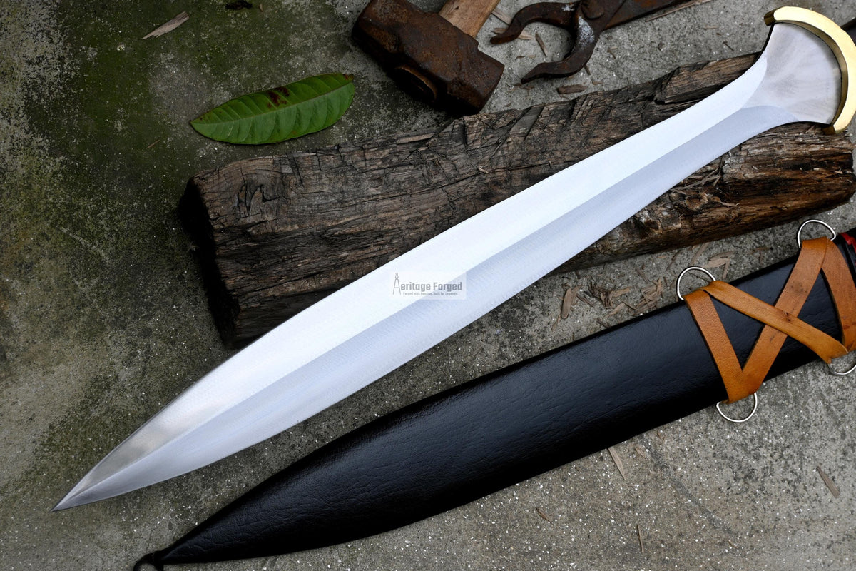 GREEK XIPHOS/ 22 inches Long Blade hand forged historical Sword/Leaf spring of truck/Wooden Handle/Custom forged sword