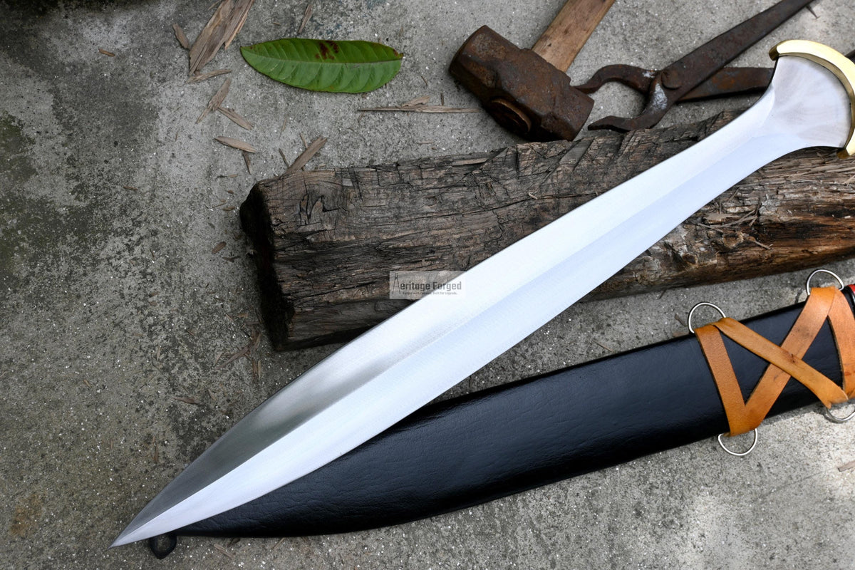 GREEK XIPHOS/ 22 inches Long Blade hand forged historical Sword/Leaf spring of truck/Wooden Handle/Custom forged sword