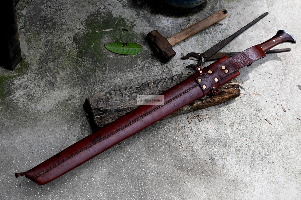 TANTO MACHETE / Large Jungle Machete/23 inches Long Blade Heavy duties machete/ Full tang/ Leaf spring of truck/ Tempered/Sharpen/Working